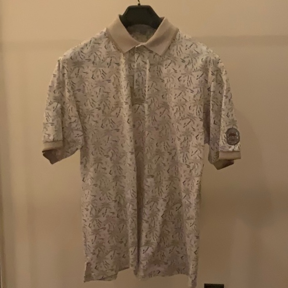Men's Patterned Golf Polo Shirt with Woodside Plantation Logo on sleeve